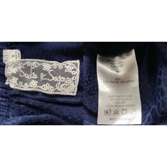 SADIE & SAGE Women Wide Leg Pants Size S Blue Reptile Print Elastic Waist 76-1 - Picture 8 of 12